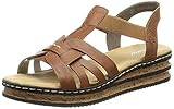 modische Sandale Rieker Damen 62918 Sandale, Braun, 38 EU