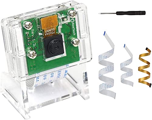 RasTech for Raspberry Pi Camera Module 5MP 1080p OV5647 Webcam Video Camera Module Set with 1 Clear Stand and 3 Ribbon Cable for Raspberry Pi 5/Pi 4/3B/3B+/Zero W/2W and Other A/B Series