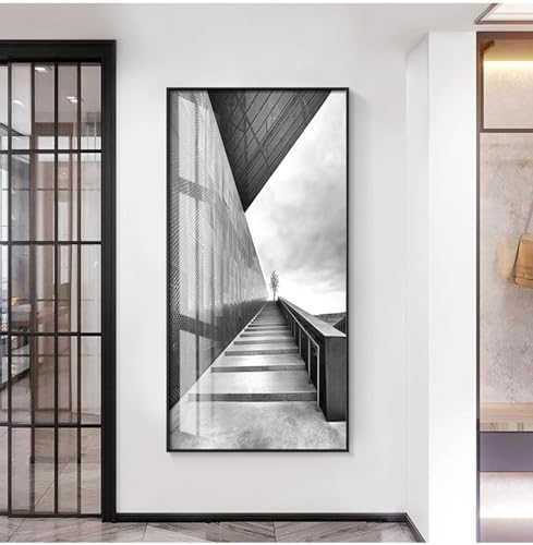 Peinture murale 70x145 cm sans cadre et affiche poster abstrait noir et blanc pour maison