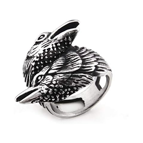Gungneer Viking Raven Skull Valknut Ring Stainless Steel Norse Pagan Protection Jewelry Ring Men Women Cover