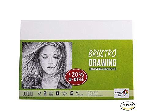 Image of Brustro Ultra Smooth Bristol Sheets, A4 Size, 250 GSM Pack of 20 + 4 Free Sheets & Brustro Drawing Papers 200 GSM A4, Contains 40+10 Sheets