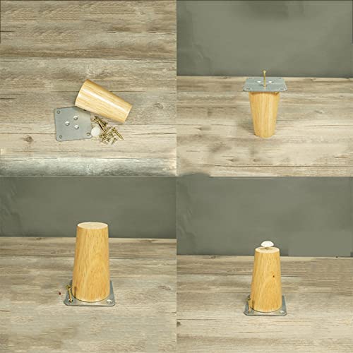 Patas de sofá cónicas de madera maciza negra con accesorios de montaje pack de 4 8