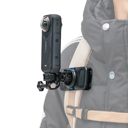 Rugvis 360°��]���C�o�b�N�p�b�N�N���b�v�}�E���g�A�N�C�b�N�����[�X�V�����_�[�X�g���b�v�N���b�v�z���_�[ Insta360 X5/X4/X3����т��̑��̃A�N�V�����J�����ɑΉ�