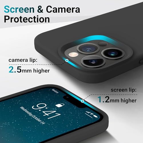 Image of Back Cover for iPhone 13 Pro Case,[Military Shockproof Protection] Liquid Silicone Case with [Soft Anti-Scratch Microfiber Lining for iPhone 13 Pro (Black)