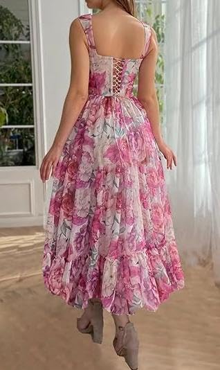 Noufany Elegant A-Line Evening Gown for Girls Tulle Floor Length Floral Print Prom Dress with Pleats 20252