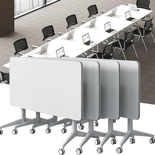 Mobile Folding Training Table, Flip Top Conference Table for Meeting Rooms, Portable Collaboration Desk, Space-Saving Design for Offices and Workshops
