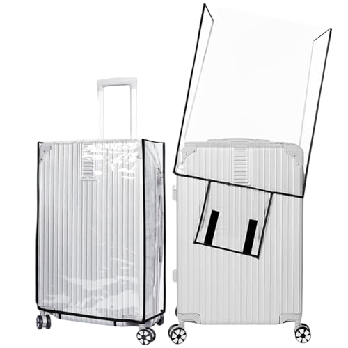 PVC Suitcase Cover 28 Inch Transparent Luggage Covers Clear Black Heavy Duty Waterproof Dustproof Antiscratch Approved Protective Sleeve for Wheeled Suitcases Travel Airplane Supplies