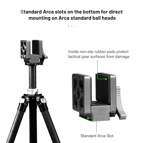 FANAUE GS-02 Rifle Saddle Mount Compatible with Mlok Arca Swiss Quick Release Plates Hunting Rail Clamp Gun Shooting Tripod Ball Head Adapters for Outdoors Target Practice with 1/4\" 3/8\" Screw Holes - Thumbnail 2