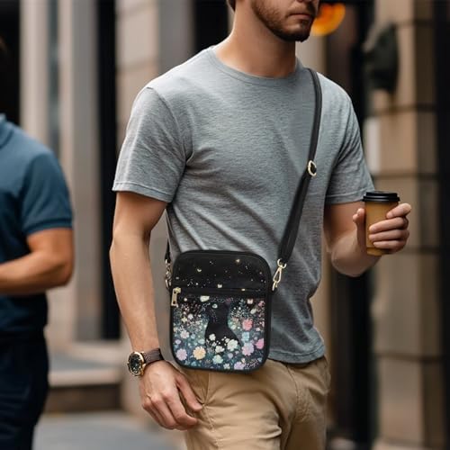 Small Leather Crossbody Messenger Bag for Men Women Soft Sling Shoulder Purse Satchel with Card Slot Zipper Pocket2