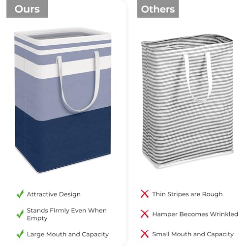 HomeHacks 2-Pack Large Laundry Basket, Waterproof, Freestanding Laundry Hamper, Collapsible Tall Clothes Hamper with Extended Handles for Clothes Toys in the Dorm and Family (Blue, 88L)