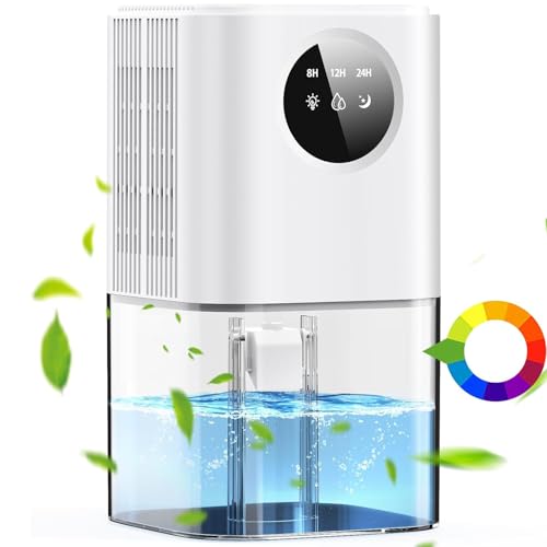 Dehumidifiers For Home, 1.7L Portable Dehumidifier With Auto-Off, 2-12H Timer, Sleep Mode, 7 Color LED Light, Ultra Quiet Electric Dehumidifier For Small Room, Basement, Bedroom, Wardrobe, Bathroom