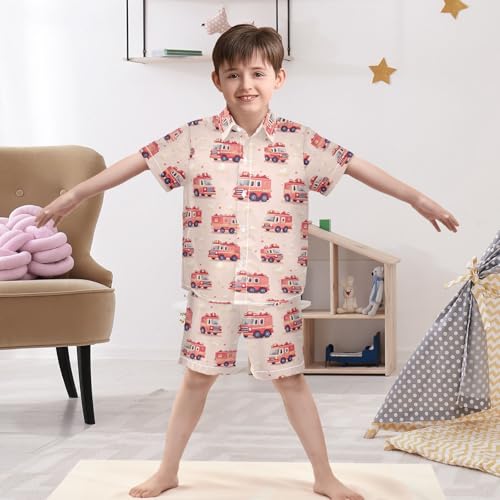 Image of Boccsty Red Strawberry Boy Summer Shorts Sets Hawaiian Toddler Boys T-Shirt & Pants 2 Pcs 3T-10T