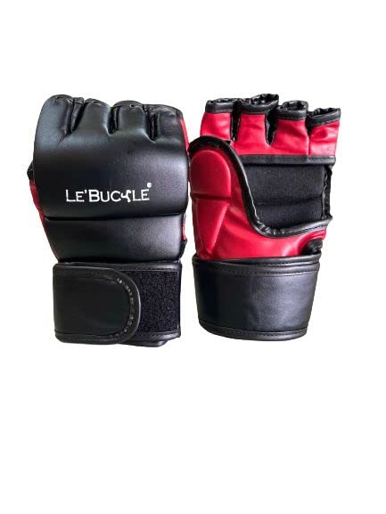 Le Buckle Martial Arts Training & Sparring Gloves for Grappling Mitts, MMA, Kickboxing, Muay Thai, Fights, Punching Bag (Black & Red, PU Leather) (B0B5R16WD2) Amazon Price History, Amazon Price Tracker