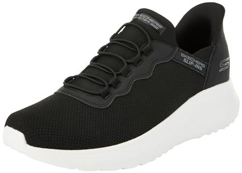 Skechers Uomo Scarpe da Ginnastica Hands-Free Slip-in Bobs Squad Chaos Daily Hype, Black Knit Trim, 41 EU