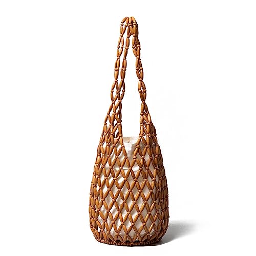 Bolso de mano de madera retro para mujer miniatura 1