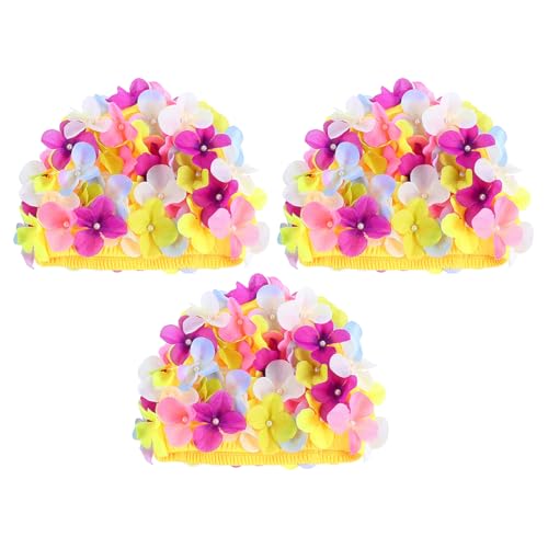 Bonnet de bain pour femme GLEAVI lot de 3 étanches avec motif floral pour la piscine