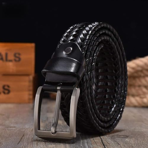 Ceinture de 120cm rétro pour hommes avec boucle à aération naturelle et tressage vintage