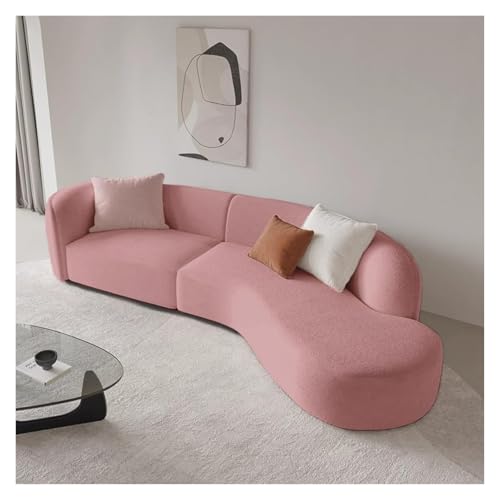 Funda elástica moderna para sofá, funda curvada para sofá modular de 2 plazas (55-73 pulgadas), color rosa, perfecta para restaurante, cafetería, bar y decoración de sala de estar.