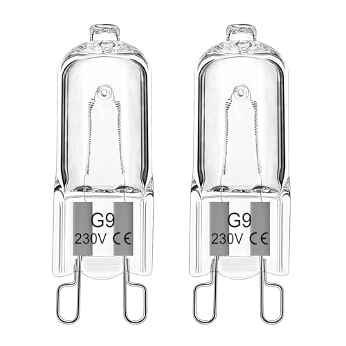 EASYIVY Bombilla Halógena G9 para Horno 25W, 230V Lampara Horno G9 300 °C Tolerante al Calor para AEG/Neff/Whirlpool/Smeg/Bosch Horno y Microondas, paquete de 2