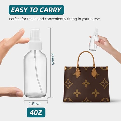 Clear Glass Spray Bottles 4 oz, Small Empty Spray Bottles for Essential Oils, Fine Mist for Face, Hair, Plants, Travel, Perfumes, Cleaning Solutions - 4 Pack4