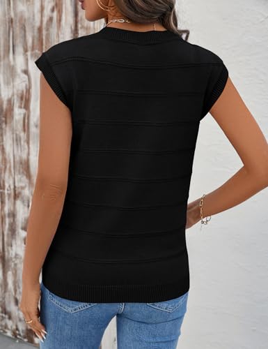Image of AKEWEI Sweater Vest Women Sleeveless Knitted V Neck Cap Sleeve Pullover Tank Tops 2025 Summer Fall Fashion Causal Trendy