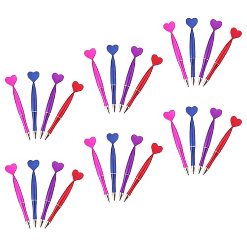 Bolígrafos giratorios SECFOU con diseño de corazón, pack de 24 piezas de plástico y tinta negra