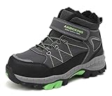 TARELO Botas de Nieve para Niños Zapatos de Senderismo Botas Algodón Antideslizantes Invierno para Niños Hebilla Antideslizante 32-39(Gris 33)