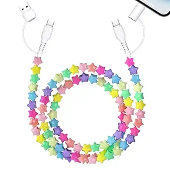 Aolcev USB C Cable 4 in 1 Multi Beaded for iPhone Charger Cord for iPhone 17 16 15 Pro Max MFi Certified 3.3FT Star Fast Charging Cable 66W USB A Type C IOS Cable for iPhone 14 13 Pro Max/iPad Colored