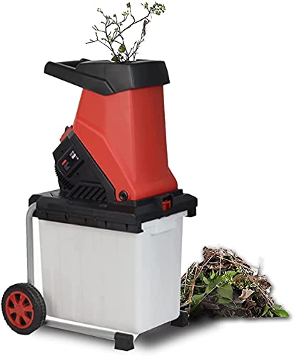 XCSCUK Chipeadora de jardín, trituradora de Madera eléctrica de 2500W con Caja de recolección de 50L, Adecuada para Patio, Granja (50m Power Cord)
