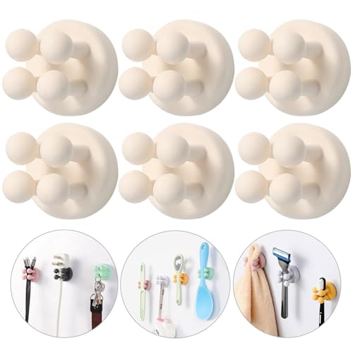 iBetterLife Self-adhesive Silicone Hook Holders - 5Pcs Mounted to Wall