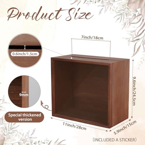 Image of OurWarm Wooden Wedding Card Box with Slot, Money Gift Card Box for Wedding Reception, Rustic Envelope Card Box Storage for Party, Birthday, Graduation, Baby Shower, Honeymoon Funds, Wedding Gift