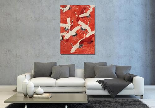 Tableau héron japonais 40x60cm pour salon zen et vintage - 3