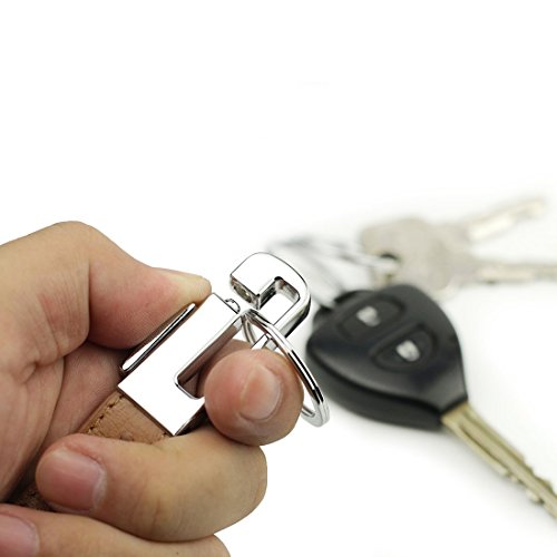 Dpob Luxury Ostrich Grain Leather Valet Keychain, Elegant Designer Key Chain With 3 Detachable Key Rings (Rose Red) #TOP4