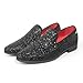 UUBARIS Mens Loafers Sparkly Dress Shoes Formal Tuxedo Shoes for Prom Graduation Funeral Glitter Black Size 9