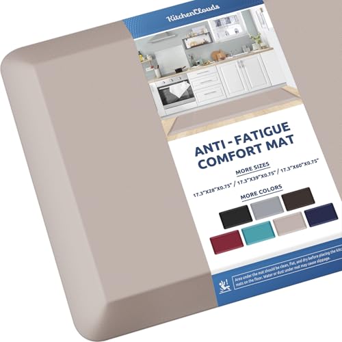 Image of KitchenClouds Kitchen Mat Cushioned Anti Fatigue Kitchen Rug 0.8inch Water Resistant Non Slip Kitchen Rugs and Mats Standing Desk Mat Comfort Floor Mats for Kitchen Sink Office (17.3 inchx60 inch,Khaki)
