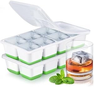 JRISBO 2er-Pack Silikon Eiswürfelform Groß
