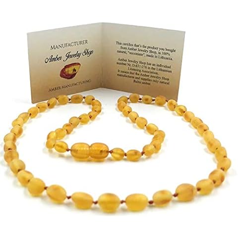 Amber Jewelry Shop Genuine Baltic Amber Necklace made from natural unpolished amber beads (46 cm) (butterscotch) Cover