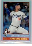 2025 Topps Heritage Chrome Refractor #180 Edgardo Henriquez RC Rookie Card Los Angeles Dodgers Official Baseball Card in Raw (NM or Better) Condition