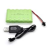 Gecoty® Batería recargable Ni-MH AA de 7,2V 2400mAh con cable de carga (Conector SM)