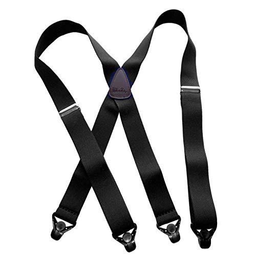Holdup Suspender Company XL Black Ski-Up Suspenders X-back with black USA patented gripper clasp
