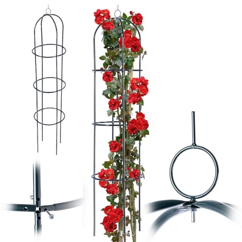 KADAX Rankobelisco de metal, soporte para rosas y plantas trepadoras, rejilla de acero para jardín, enrejado, obelisco, enrejado, torre, columna de enredaderas (altura: 190 cm, redonda)