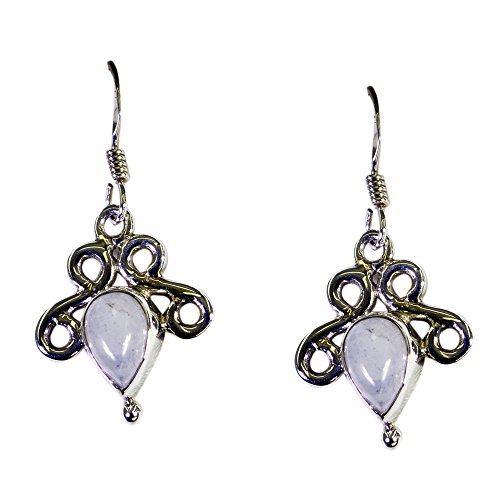 Boucles d'oreilles pierre de lune arc-en-ciel en argent véritable éclat mystique