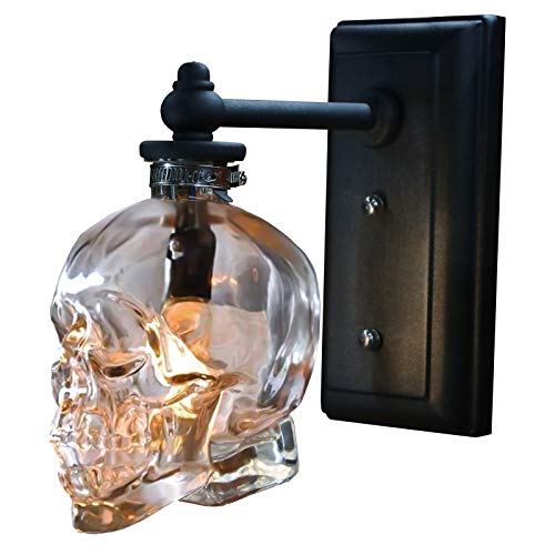 VOMI Skull Bones Lampe Murale, Applique Murale Vintage Tête de Mort Crâne Abat-jour en Verre E14 Éclairage mural pour Chambre à Coucher Escalier Hôtel...