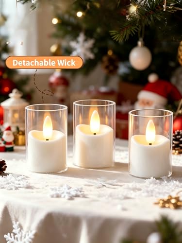 Image of Rechargeable Flameless Tea Light Candles with Timer Remote, 1.7 inchx2.5 inch Acrylic Small Votive Electric LED Candles Battery Operated for Halloween Christmas Wedding Decor (Pack of 6, White)