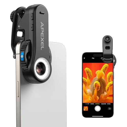 Evil Eye 40X-80X-120X Phone Microscope Digital Microscope with CPL Filter 16 LED 8 UV LED Wheel Design Portable Microscope with Universal Clip Ideal for iPhone 17/16/15/14/13 Samsung & Android