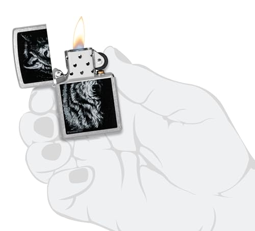 Image of Zippo Lindsay Kivi Shadow Wolf Street Chrome Pocket Lighter