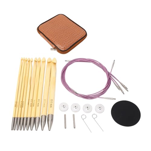 10Pcs Interchangeable Tunisian Crochet Hook Set, Bamboo Knitting Needles Afghan Tunisian Crochet Hooks Weaving Tools for Handicraft LoversCrochet Hooks