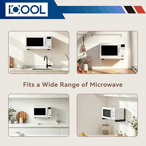 Microwave Wall Mount Brackets with Fixed Accessories, Foldable Microwave Shelf Wall Mount for Use in Home Kitchens, Saving Space, Black Powder-Coated Steel by ICOOL - Image 5