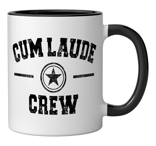 Taza de cerámica Cum Laude Crew en negro y blanco miniatura 2