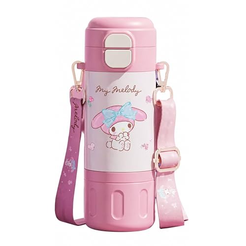 Image of Kids Premium Water Bottle with Straw & Spout | Stainless Steel Water Bottle & Leak-Proof Flip Lid | Portable & Durable Design for School & Travel (480ml) (Pink)